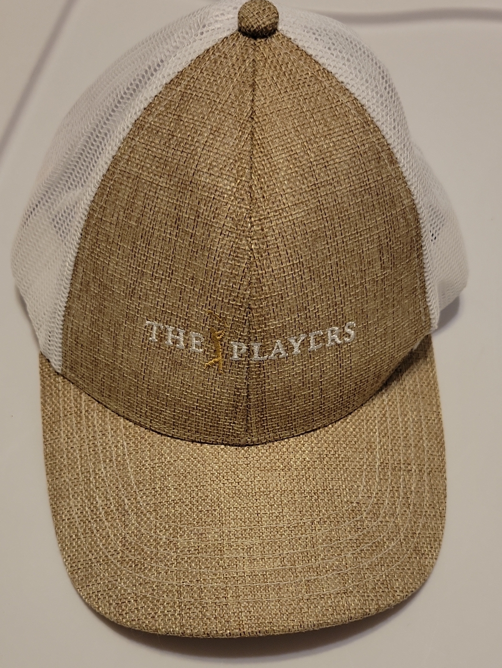 THE PLAYERS Beige & White Mesh Back Golf Trucker Hat